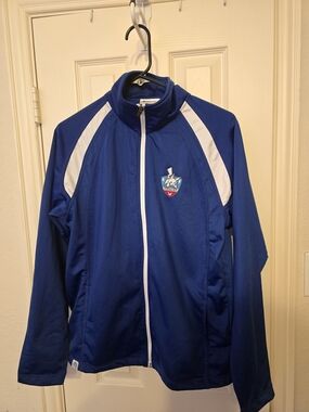 ​Pokemon Center Pikachu Track Jacket Sport-Tek Light Blue Full Zip Striped Small